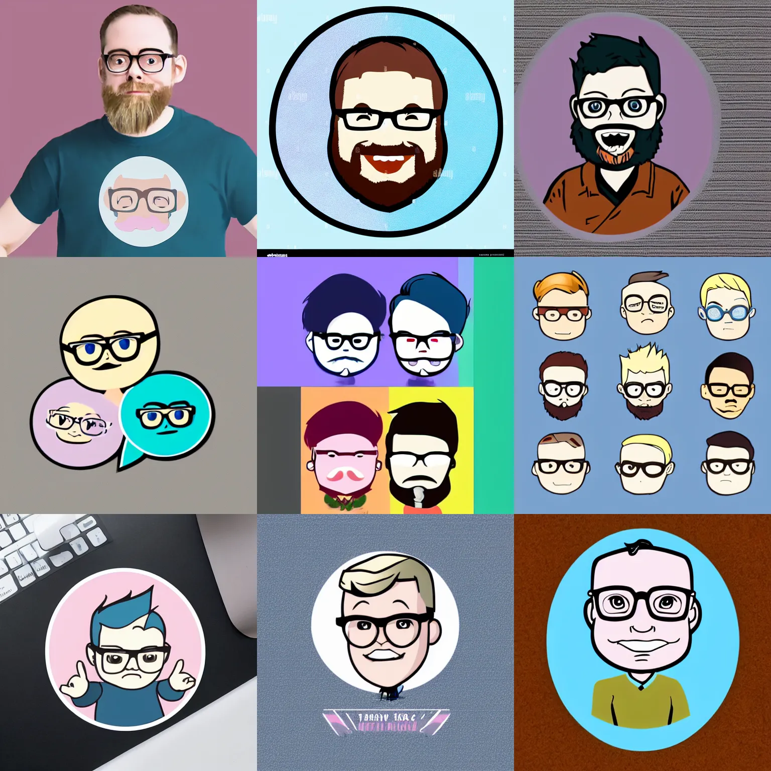 Prompt: cartoon chibi travis mcelroy symmetrical coherent vector logo minimalist pastel vector graphic sticker