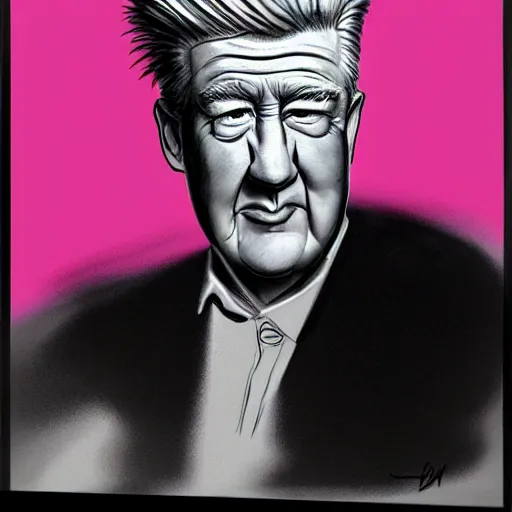 Image similar to caricature of david lynch, style of archille superbi