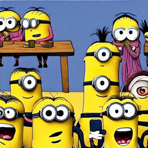 Image similar to Last Supper of Minions,