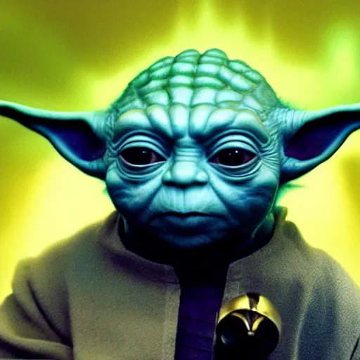 Image similar to 8k HDR hyperrealism stunning portrait photo of Yoda cosplaying as Star Trek: The Next Generation Captain