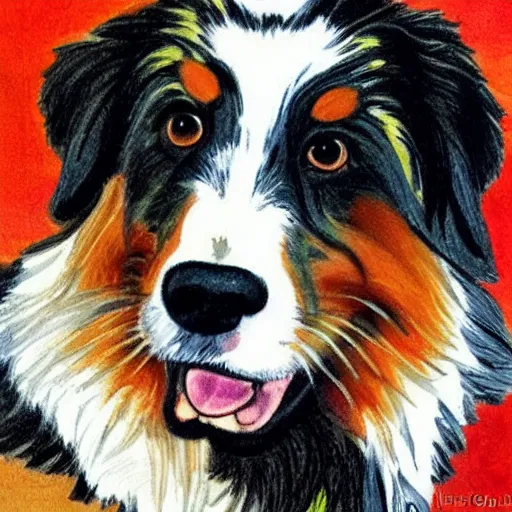 Image similar to australian shepard drawn by neil gaiman