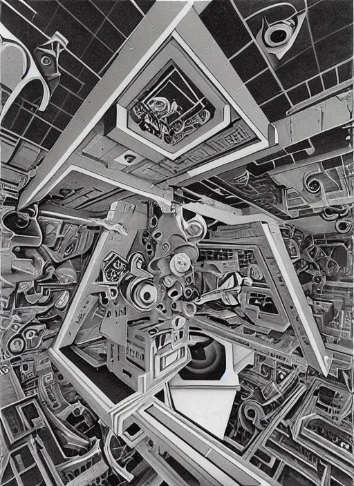 Prompt: portal in space, mc escher art