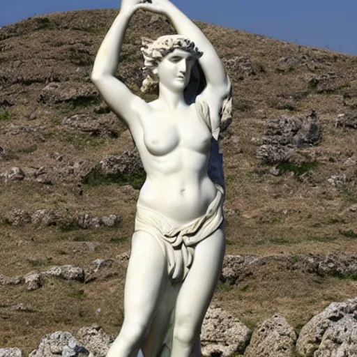 Prompt: greek goddess marble statue