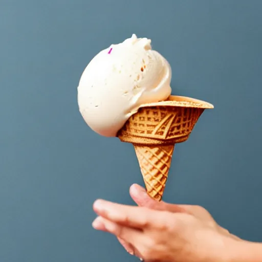 Image similar to levitating ice cream cone with a surprise