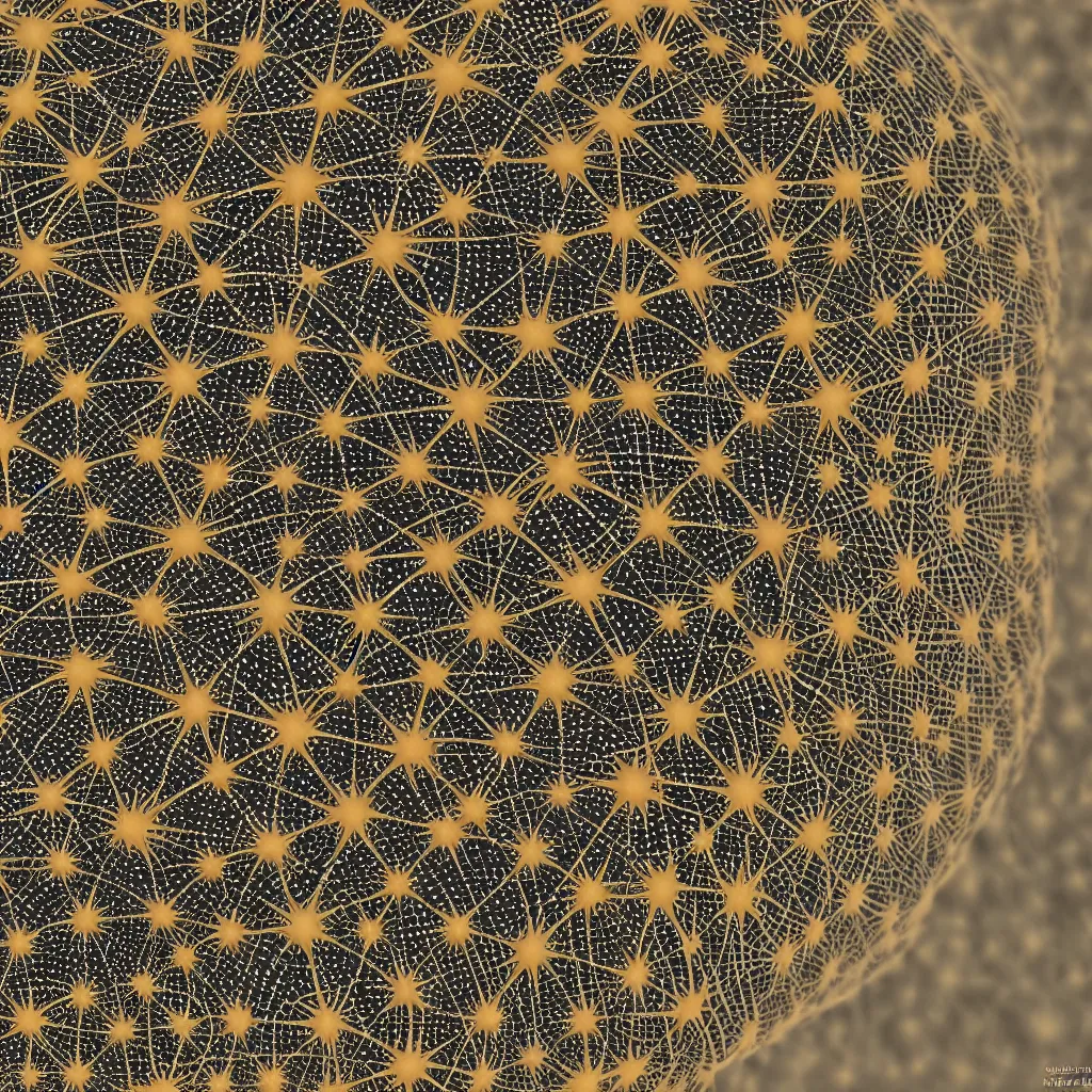 Image similar to complex sea urchin by ernst haeckel, closeup, fractal engravings, sea horse, realistic cinema 4 d render, beach sand background, clear focus, very coherent, very detailed