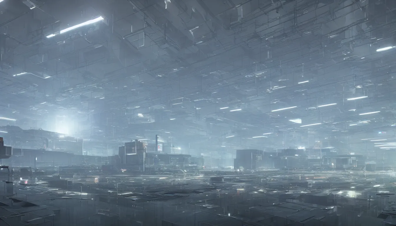 Image similar to An insanely large server room, rendered by Beeple, Makoto Shinkai, syd meade, simon stålenhag, environment concept, digital art, unreal engine, WLOP, trending on artstation, low level, 4K UHD image, octane render,