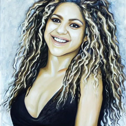 Prompt: a painting of shakira