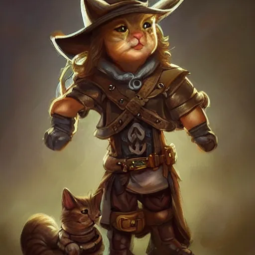 Prompt: cute little cat cowboy, tiny, small, miniature animal, baby animal, short, pale black armor, cute and adorable, pretty, beautiful, dnd character art portrait, matte fantasy painting, deviantart artstation, by jason felix by steve argyle by tyler jacobson by peter mohrbacher, cinematic lighting