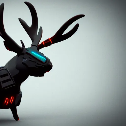 Image similar to cyborg jackalope cyberpunk, 3D render, 8k HD, centered, simple design