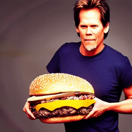 Image similar to kevin bacon inside a giant cheeseburger