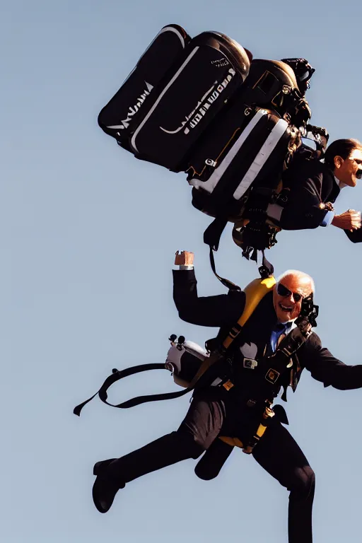 joe biden flying with jet pack, high resolution,, Stable Diffusion