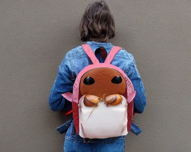 Prompt: a cockroach wearing a cute little backpack