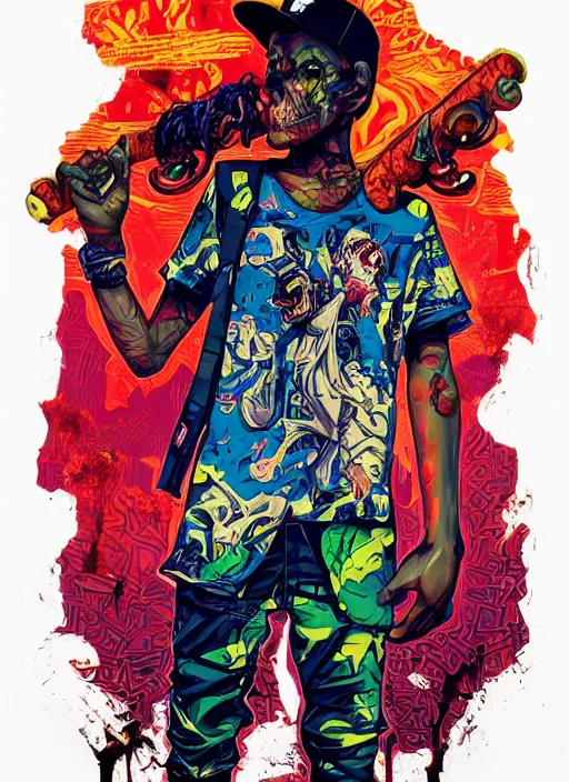 Image similar to zombie skater full body hiphop streetwear drip, tristan eaton, victo ngai, artgerm, rhads, ross draws