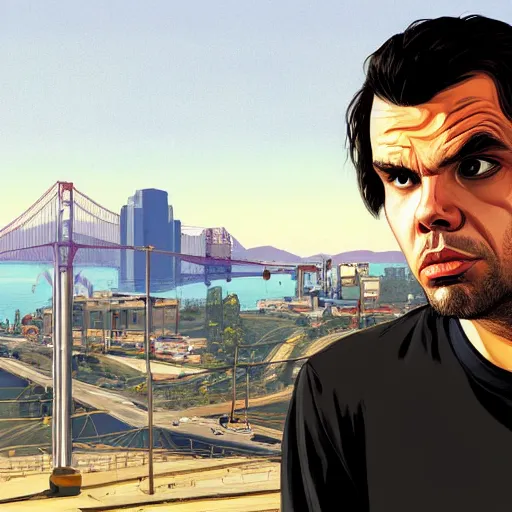 Image similar to orelsan in gta v covert art painted by stephen bliss, centered, uncropped