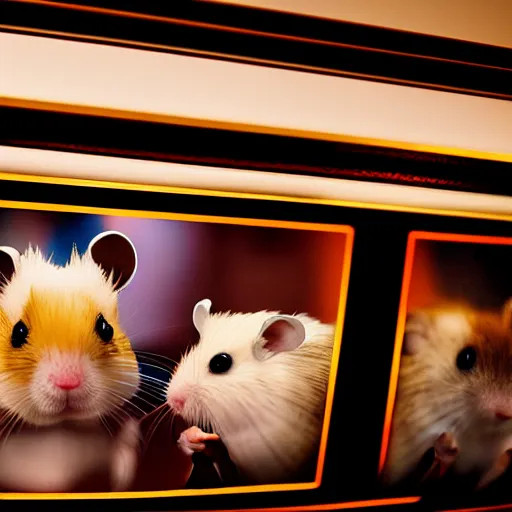 Image similar to photo of the cinema screen, a movie about hamsters, unedited, dark, sharp focus, 8 k