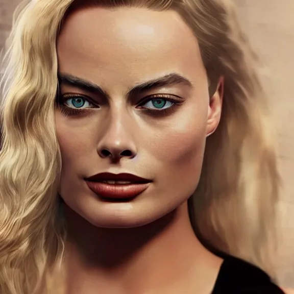 Image similar to Margot Robbie wearing a short and a t-shirt, ultra realistic, 8K resolution, detailed, Artstation, epic