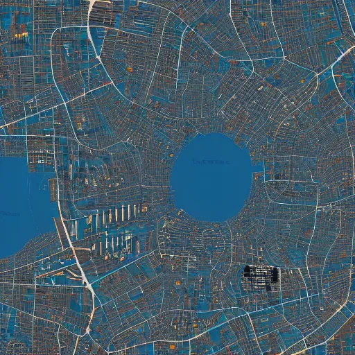 Image similar to map of a city in the future, detailed, 4 k