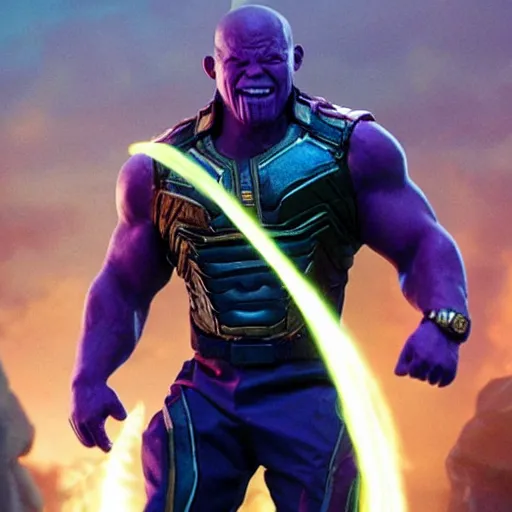 Image similar to lil wayne as thanos, movie still, cinematic lighting