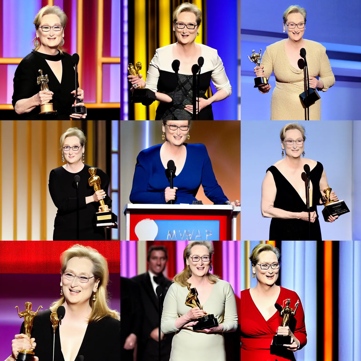 Prompt: Meryl Streep accepting a razzie award