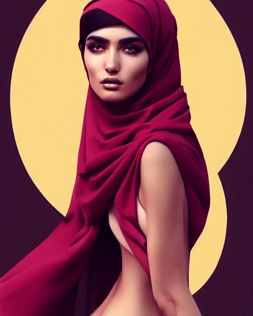 Image similar to richly detailed color illustration of very very very very very beautiful Arab fashion model illustrated by Artgerm and Mina Petrovic and Timothy Kong and Marina Federovna. 3D shadowing