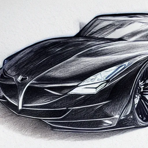 Image similar to ballpoint pen drawing of the batmobile