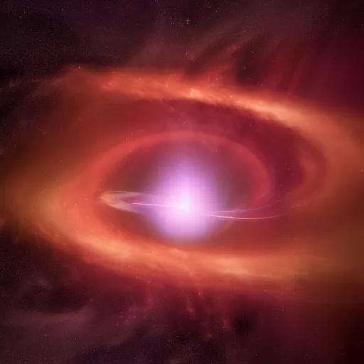 Prompt: high res a black hole ripping apart a planet in a beautiful nebula 4k