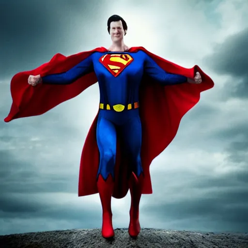 Image similar to if Neil Fingleton was Superman, cinematic, epic, cool, photo realistic, 4k, high detail