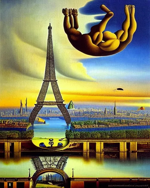 Image similar to scenic view of eiffel tower by salavador dali, surrealism,