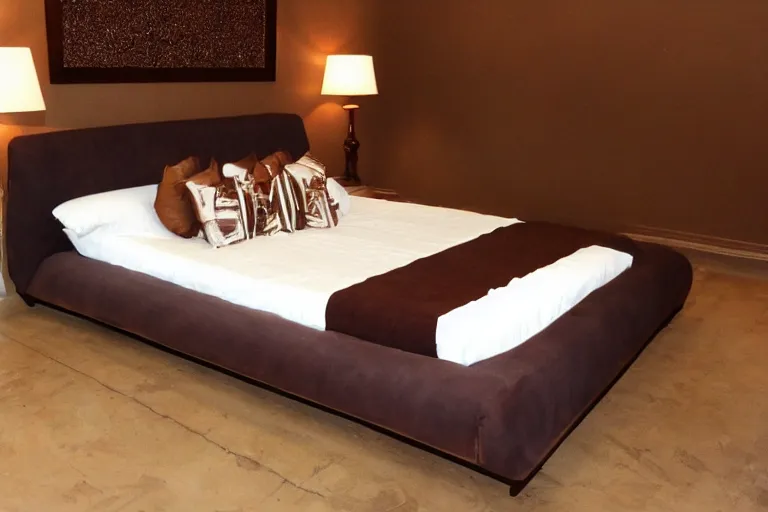 Image similar to a bed made of chocolate