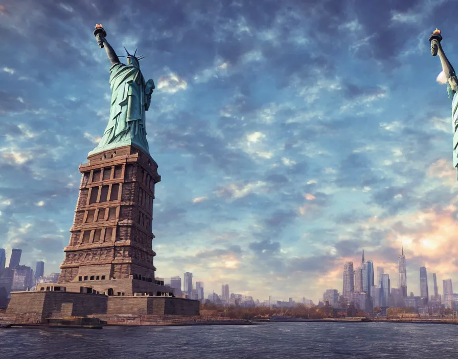 Prompt: giant metal mushroom instead statue of liberty, beautiful graphics, fantasy artwork, very beautiful scenery, hd, hdr, ue 5, ue 6, unreal engine 5, cinematic 4 k wallpaper, 8 k, ultra detailed