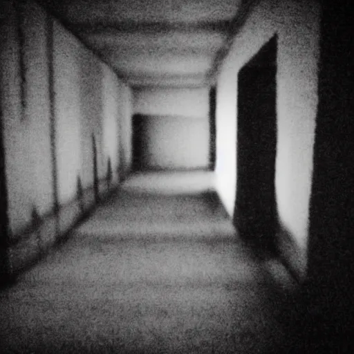 Prompt: insane nightmare, no light, everything is blurred, creepy shadows, TV white noise , very poor quality of photography, 2 mpx quality, grainy picture