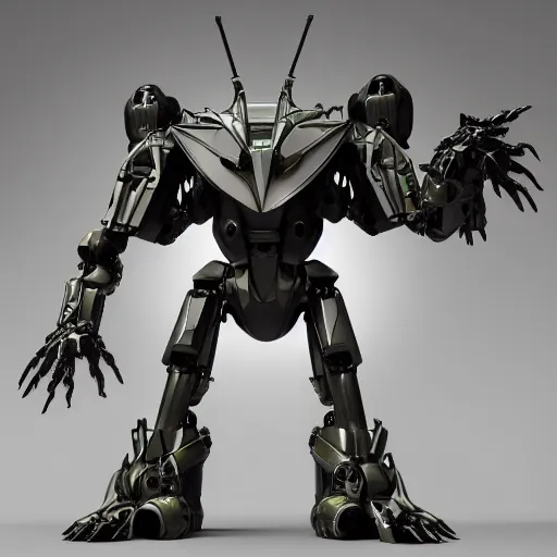 Prompt: beastial buff mecha with grasshopper mecha legs, long bladed claws by makoto kobayashi, frank gehry, alex pardee, hardsurface armour, 3 d, 8 k hd resolution, trending on artstation, smooth metal, beautifully lit, hyper detailed, bandai box art, intricate, sleek design