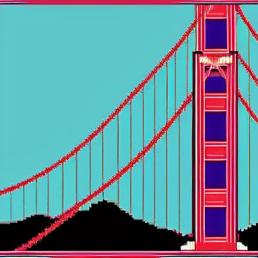 Prompt: pixel art of san francisco golden gate bridge