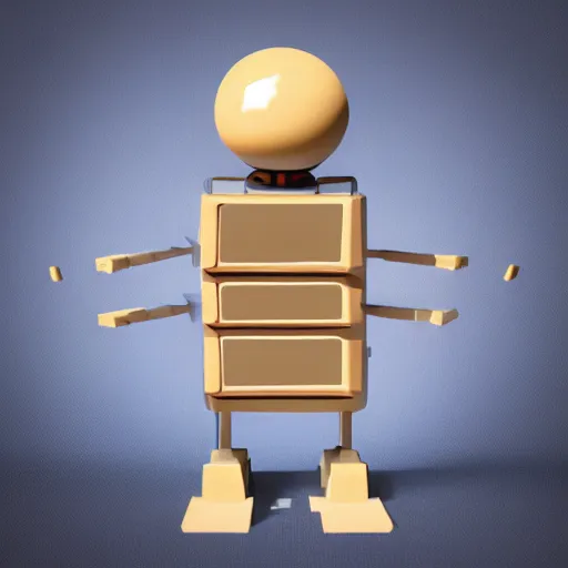 Image similar to a tall mechanical alien with beige skin and a cube head