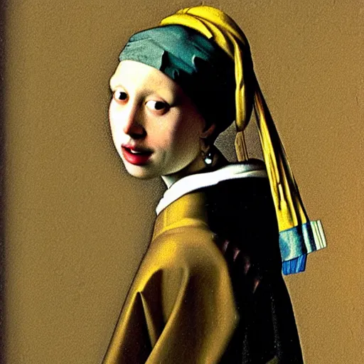 Prompt: girl with a pear earring by vermeer