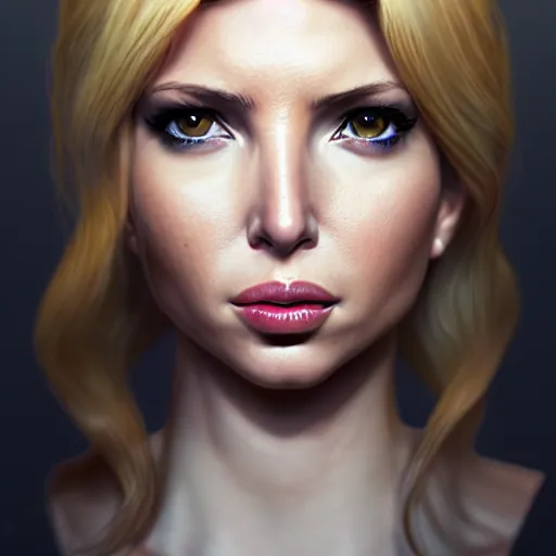 Prompt: Ivanka Trump as black widow, au naturel, hyper detailed, digital art, trending in artstation, cinematic lighting, studio quality, smooth render, unreal engine 5 rendered, octane rendered, art style by klimt and nixeu and ian sprigger and wlop and krenz cushart