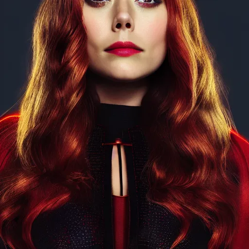 Prompt: A portrait of elizabeth olsen as the scarlet witch, 8k resolution