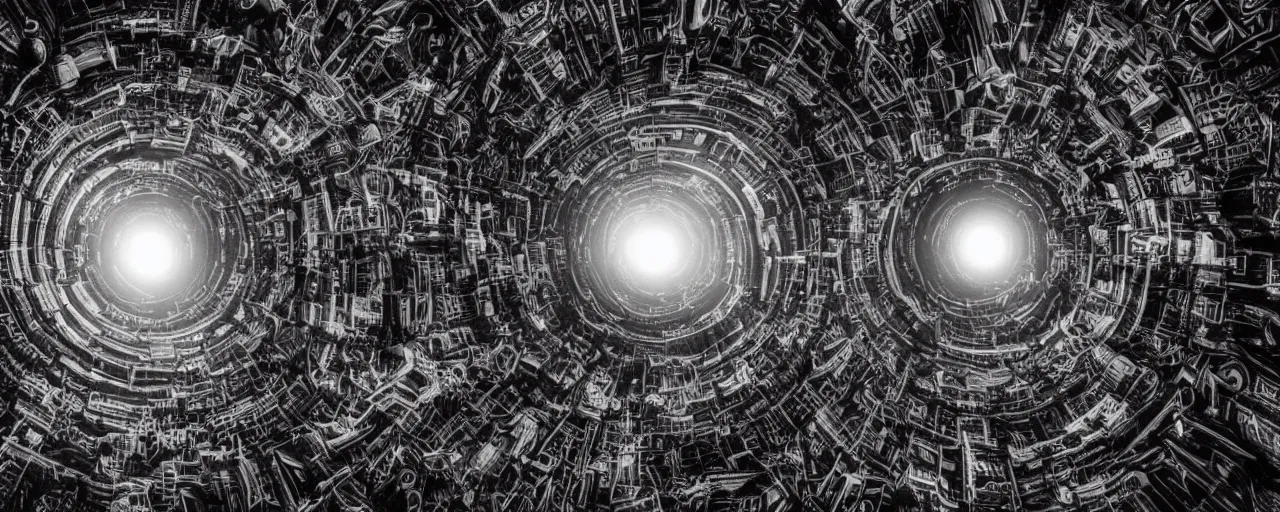 Image similar to photo of a black hole is destroying a gothic cyberpunk City