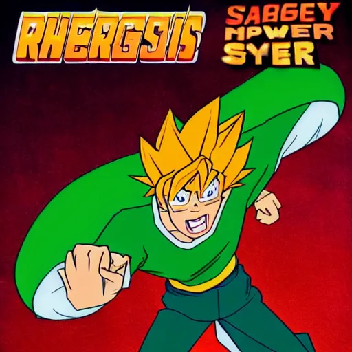 Image similar to shaggy rogers(as the legendary super saiyan) powering up to beyond 100% power