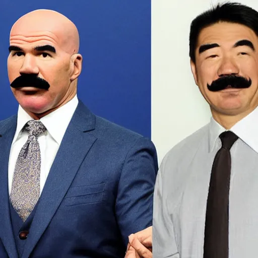 Prompt: white steve harvey meeting japanese steve harvey, inside steve harvey mustache