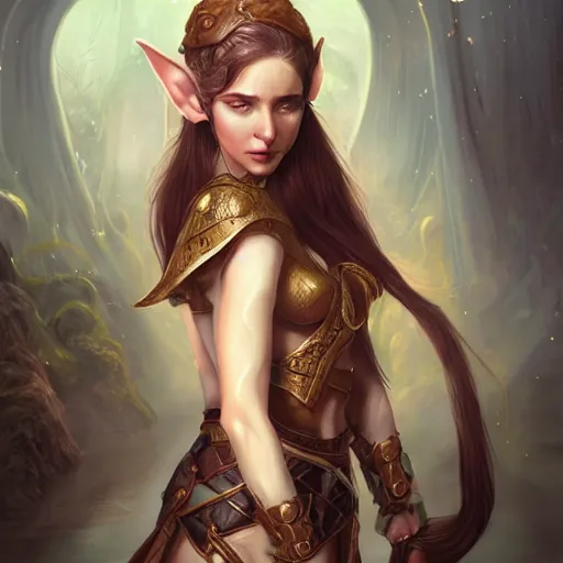 Image similar to a hyperrealistic fantasy illustration of a beautiful elf princess. Trending on ArtStation. In the style of Jason Chan, Tuomas Korpi and WLOP. Epic fantasy art.
