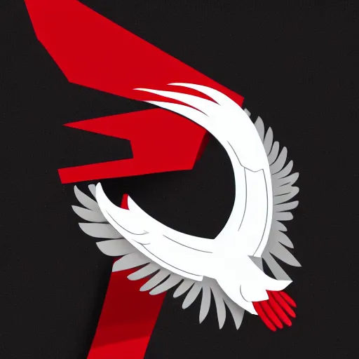 Prompt: white eagle flying above an open black book, icon, red background, vector, simple logo, cgsociety, artstation, octane render