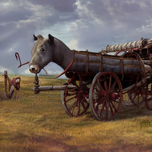 Prompt: Bullwagon, 4k, hyper detailed