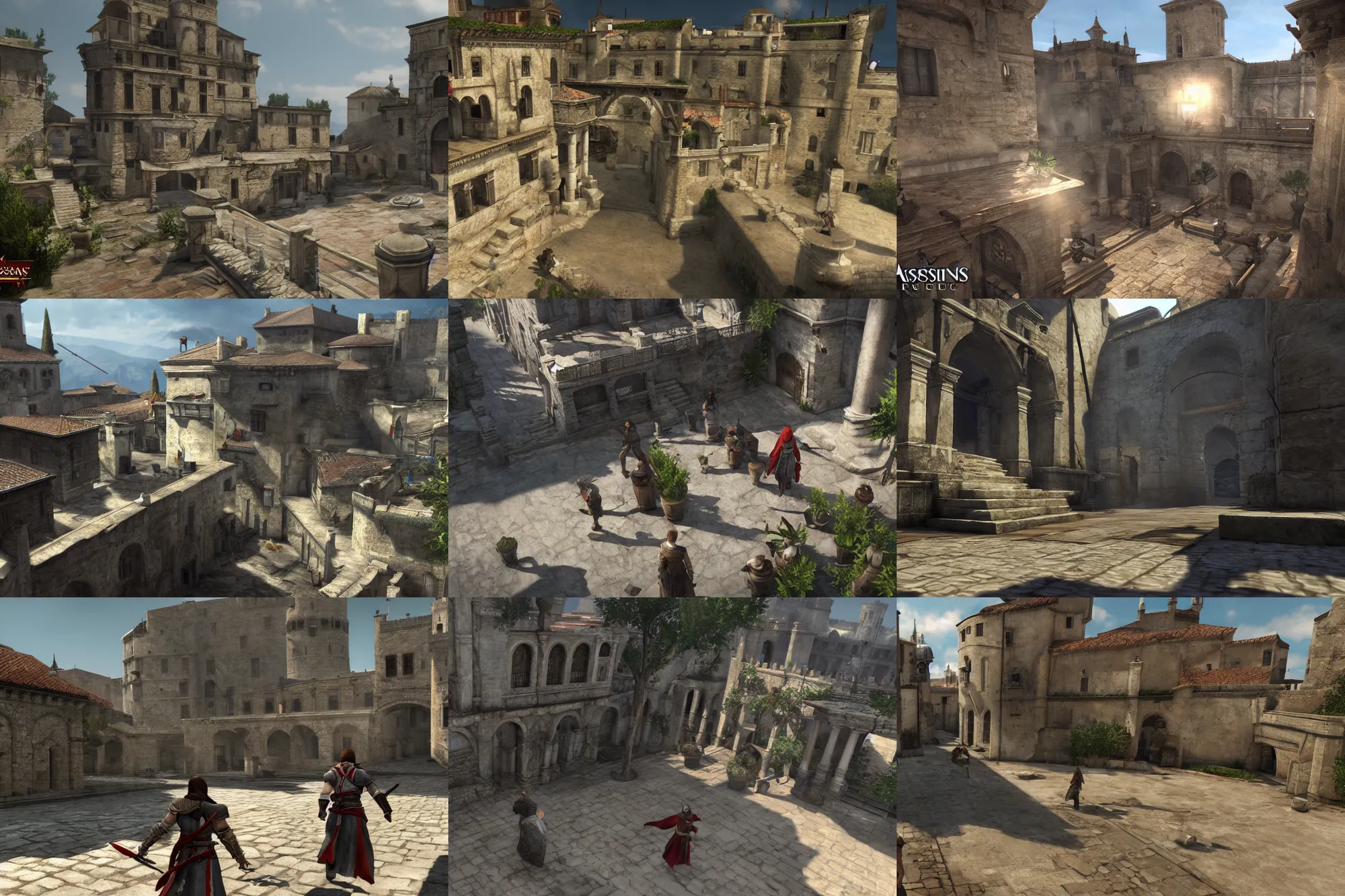 Prompt: a promotional gameplay screenshot of lourmarin in the video game assassins creed. 3 d rendering. very detailed