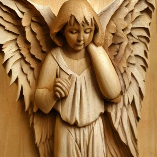 Image similar to woodcarving of an angel