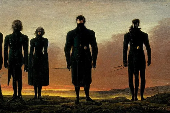 Image similar to cyborgs by caspar david friedrich