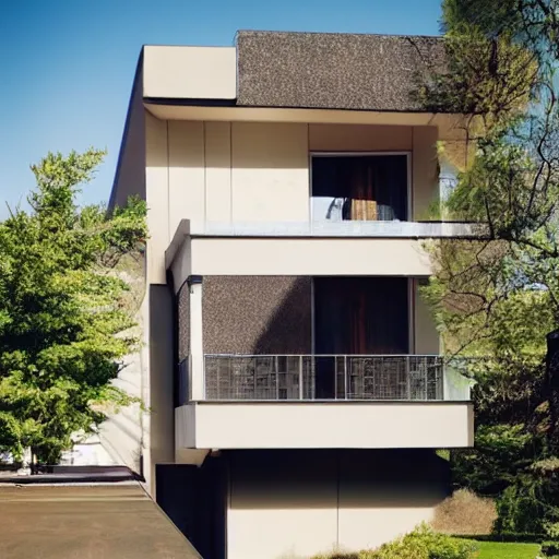 Prompt: house exterior. style: retro futurism