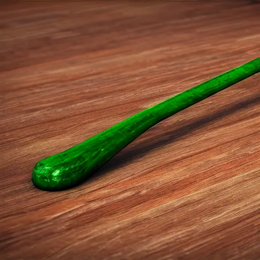 Image similar to short wooden cane with green slime on it, octane render