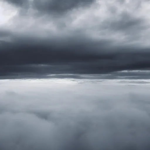Prompt: high - angle view, from 1 0 0 0 feet in distance, vague uap interstellar vehicle on top of dramatic moody clouds in the sky, muted pearlescent color. minimalist, detailed. ue 5