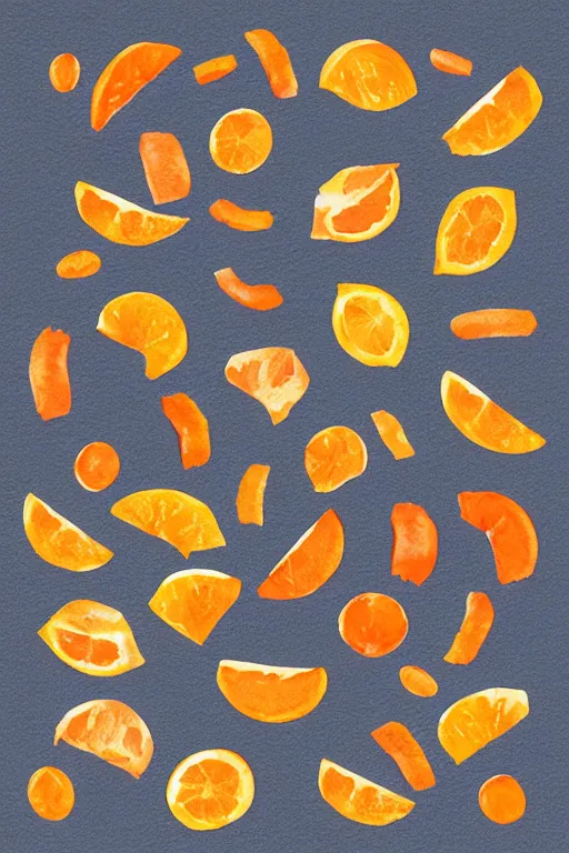 Image similar to minimalist watercolor art of dried orange slices on white background, illustration, vector art